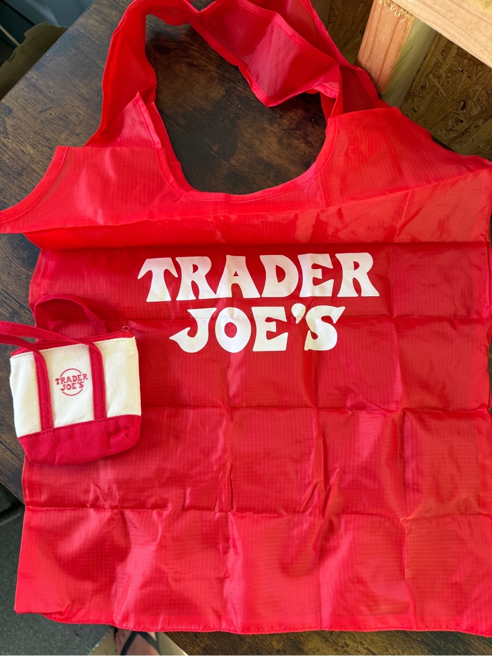 Trader Joe's Mini Tote Pouches — Red & Forest Green - Picture 5 of 6